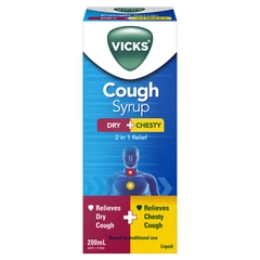Siro giảm ho khô và ho có đờm Vicks Cough Syrup Dry + Chesty
