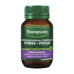 Viên uống hỗ trợ giảm căng thẳng và tăng tập trung Thompson's Ashwagandha Complex Stress + Focus