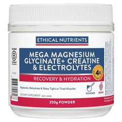 Bột uống bổ sung Magie và điện giải Ethical Nutrients Mega Magnesium Glycinate+ Creatine & Electrolytes