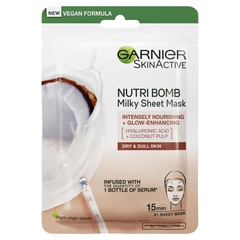 Mặt nạ giấy dưỡng ẩm Garnier Nutri Bomb Milky Sheet Mask Hyaluronic Acid + Coconut Milk