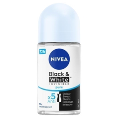 Lăn khử mùi Nivea Black & White Invisible Pure Roll On Deodorant 72H Protection
