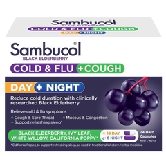 Siro giảm cảm cúm và ho Ngày & Đêm Sambucol Cold & Flu + Cough Day & Night