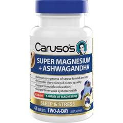 Viên uống hỗ trợ giảm stress và thư giãn cơ Carusos Super Magnesium + Ashwagandha