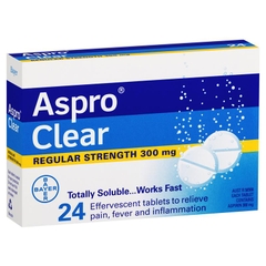Viên sủi giảm đau Aspro Clear Regular Strength Aspirin 300mg