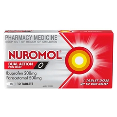 Viên uống giảm đau Nuromol dual action Pain Relief Ibuprofen 200mg Paracetamol 500mg
