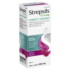 Siro giảm ho đờm Strepsils Herbal Chesty Cough+ Liquid Cherry Flavour