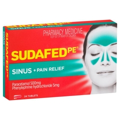 Viên uống giảm đau xoang Sudafed PE Sinus + Pain Relief Tablets