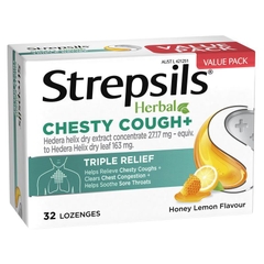 Viên ngậm giảm ho đờm Strepsils Herbal Chesty Cough+ Lozenges