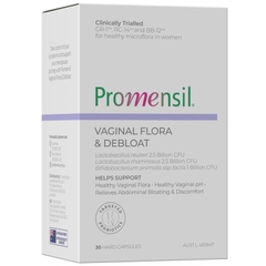 Viên uống men vi sinh hỗ trợ sức khỏe vùng kín và giảm đầy hơi Promensil Vaginal Flora & Debloat Women’s Probiotic
