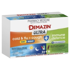 Viên uống hỗ trợ giảm ho, cảm cúm và tăng sức đề kháng Demazin Ultra Cough Cold & Flu + Immune Defence