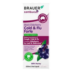 Si-rô cảm cúm & tăng đề kháng Brauer Sambucus Black Elderberry Cold & Flu Forte