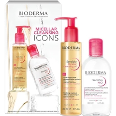 Bộ quà tặng làm sạch da Bioderma Sensibio Micellar Power Ultimate Double Cleanse Gift Set XMAS 2024