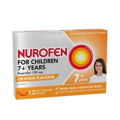 Siro hạ sốt giảm đau cho trẻ em Nurofen For Children 7+ Ibuprofen 100mg Orange