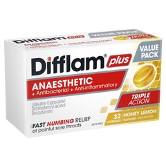 Viên ngậm giảm đau họng Difflam Plus Anaesthetic Honey & Lemon