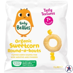 Bánh ăn dặm Baby Bellies Organic Round-a-bouts Sweetcorn 12g