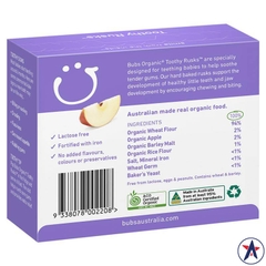 Bánh gặm nướu Bubs Organic Apple & Barley Lactose Free Toothy Rusk 100g