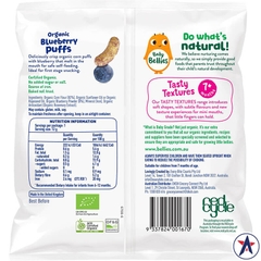 Bánh que ăn dặm cho bé Baby Bellies Organic Puffs Blueberry 12g