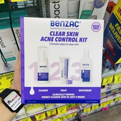 Bộ chăm sóc da mụn Benzac 3 Step Clear Skin Acne Control Kit 1 bộ