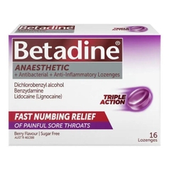 Viên ngậm trị đau họng Betadine Anaesthetic Lozenges Berry Sore Throat