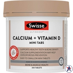 Bổ sung vitamin D & canxi Swisse Calcium + Vitamin D Mini Tabs 300 viên nhỏ