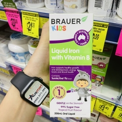 Sắt dạng nước kèm Vitamin B cho trẻ Brauer Kids Liquid Iron 200ml
