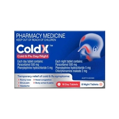 Viên uống giảm cảm lạnh và cảm cúm ColdX Cold & Flu Tablets Day & Night