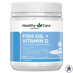 Dầu Omega 3 Healthy Care Fish Oil + Vitamin D 200 viên