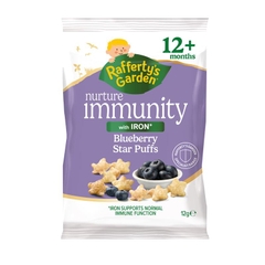 Bánh ăn dặm hỗ trợ miễn dịch Raffetys Garden Immune Puffs Blueberry