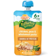 Thức ăn dặm cho bé Raffertys Garden 6+ Months Chicken Peas & Wholemeal Pasta