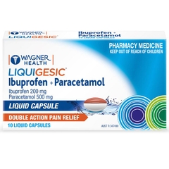 Viên nang mềm giảm đau Wagner Health Liquigesic Ibuprofen + Paracetamol Liquid Soft Gel 10 Pack