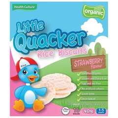 Bánh gạo ăn dặm vị dâu Little Quacker Rice Biscuits Strawberry Flavour