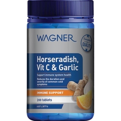 Viên uống hỗ trợ giảm viêm xoang và cảm cúm Wagner Horseradish Vitamin C & Garlic