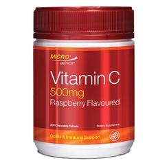 Viên nhai tăng cường miễn dịch Microgenics Vitamin C 500mg Raspberry Flavoured 200 viên