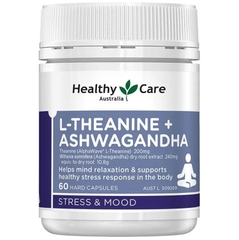 Viên uống giảm Stress & thư giãn Healthy Care L-Theanine + Ashwagandha 60 viên