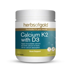 Viên uống bổ sung Canxi K2 và D3 Herbs of Gold Calcium K2 with D3