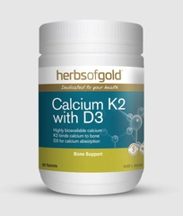Viên uống bổ sung Canxi K2 và D3 Herbs of Gold Calcium K2 with D3