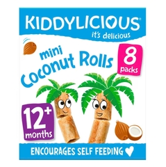 Bánh ống dừa cho bé Kiddylicious mini coconut rolls (8 gói x 6.8g)