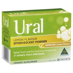 Bột Ural Lemon & Cranberry Flavour Effervescent hỗ trợ đường tiết niệu 28 gói