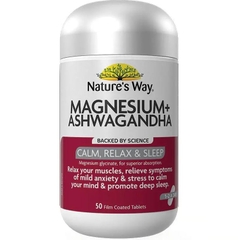 Viên giảm căng thẳng & Hỗ trợ giấc ngủ Nature's Way Magnesium + Ashwagandha