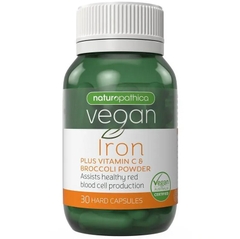 Viên bổ sung sắt thuần chay Naturopathica kèm bột Vitamin C & súp lơ xanh