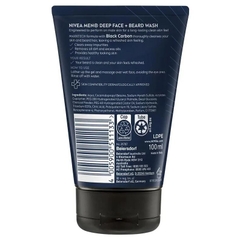 Sữa rửa mặt than hoạt tính cho nam NIVEA Men Deep Clears Away Impurities Face & Beard Wash 100ml