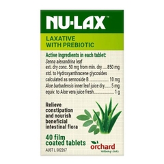 Viên uống nhuận tràng Nulax Natural Laxative With Prebiotic Senna + Aloe 40 viên