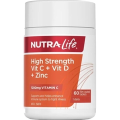 Viên uống Nutra-Life High Strength Vitamin C 1200mg + Vitamin D + Zinc