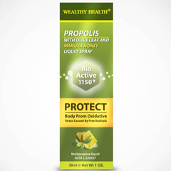 Xịt keo ong Wealthy Health Propolis with Olive Leaf and Manuka Honey Liquid Spray 30ml