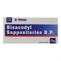 Viên đặt trị táo bón Petrus Bisacodyl 10mg Suppositories B.P. 12 viên