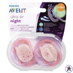 Ty ngậm ban đêm Avent Ultra Air Night Soother cho bé từ 6-18 tháng