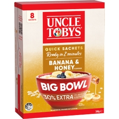 Yến mạch ăn liền vị chuối và mật ong Uncle Tobys Oats Quick Sachets Big Bowl 368g
