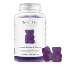 Kẹo dẻo tăng cường miễn dịch Unichi Teddy Lab Elderberry Immune Defence Gummy 60 viên
