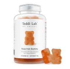 Kẹo dẻo bổ sung sắt Unichi Teddy Lab Rose Iron Gummy 60 viên