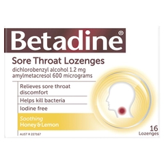 Viên ngậm trị viêm họng Betadine Sore Throat Lozenges Soothing Honey & Lemon
